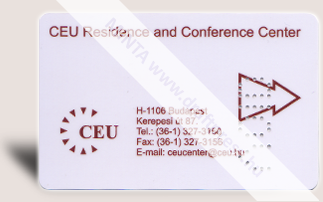 CEU belépő kártya, plasztik-kártya, plasztikkártya